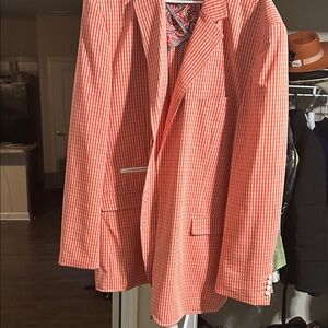 Men's Coral Checkered Blazer